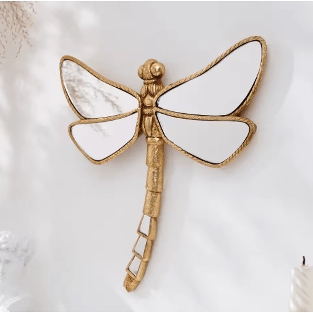 Golden Dragonfly Wall Decor MirrorFinish Resin Hanging Ornament 4