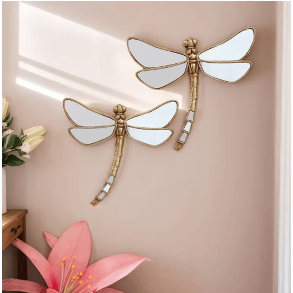 Golden Dragonfly Wall Decor MirrorFinish Resin Hanging Ornament 5