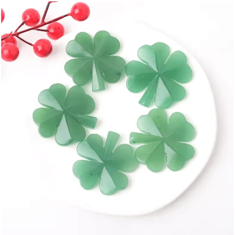 Aventurine Four Leaf Clover Figurine Lucky Gemstone Tabletop Decor 2