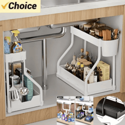 2-tier pull-out under sink organizer – space-saving cabinet storage drawer