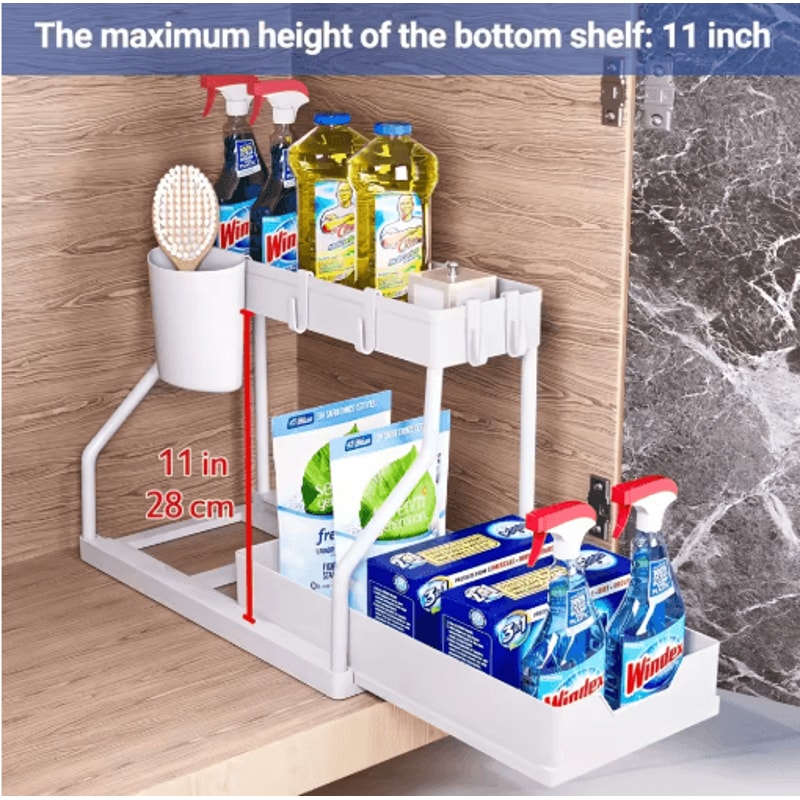 2Tier PullOut Under Sink Organizer SpaceSaving Cabinet Storage Drawer 2