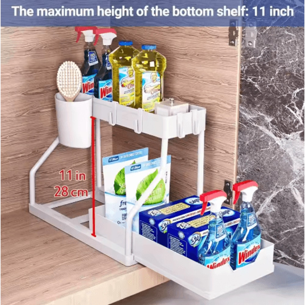 2Tier PullOut Under Sink Organizer SpaceSaving Cabinet Storage Drawer 3
