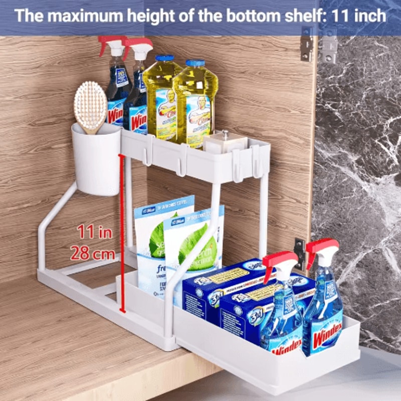 2Tier PullOut Under Sink Organizer SpaceSaving Cabinet Storage Drawer 6