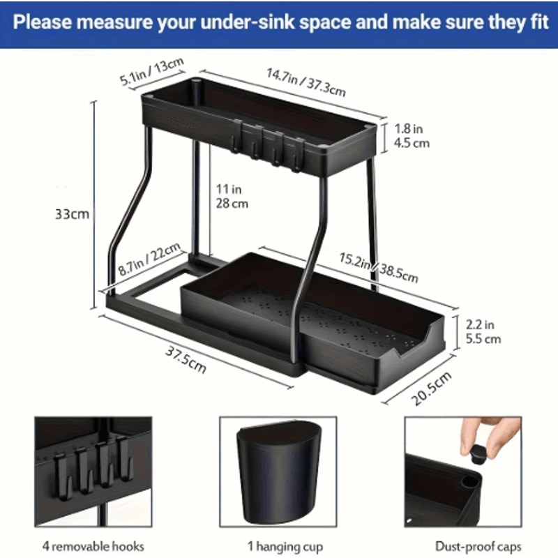 2Tier PullOut Under Sink Organizer SpaceSaving Cabinet Storage Drawer 9
