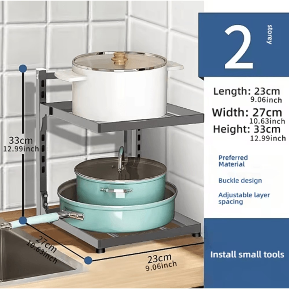 Adjustable MultiTier Kitchen Shelf SpaceSaving Pot Rack Organizer 3