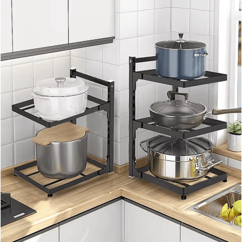 Adjustable MultiTier Kitchen Shelf SpaceSaving Pot Rack Organizer 4