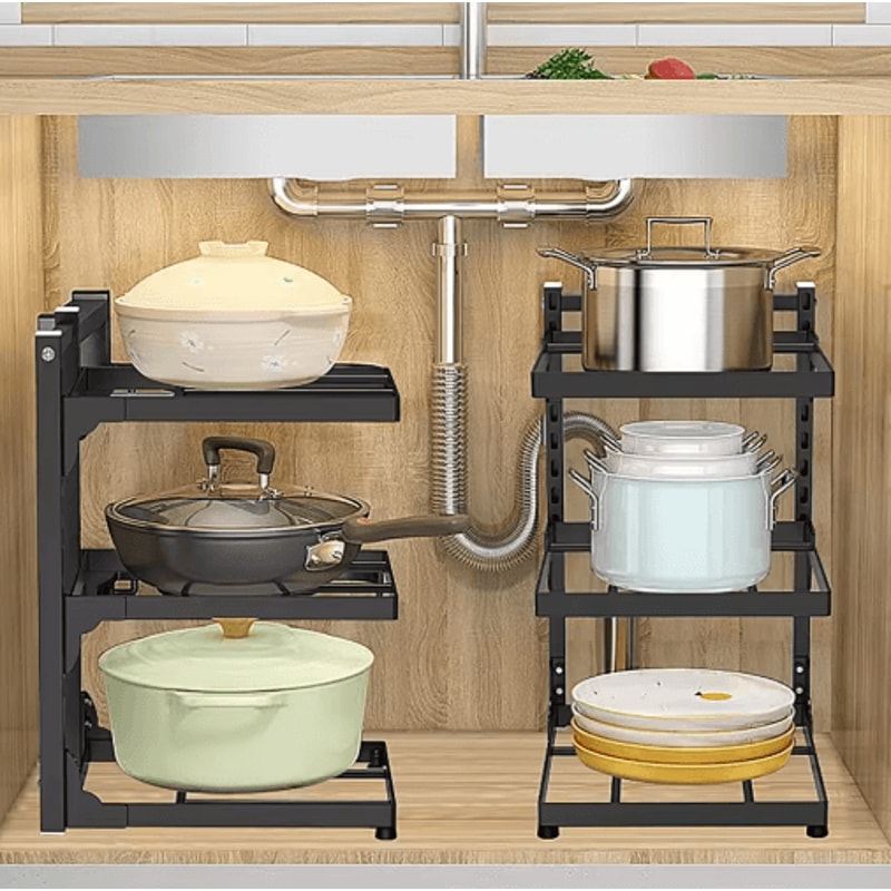 Adjustable MultiTier Kitchen Shelf SpaceSaving Pot Rack Organizer 5