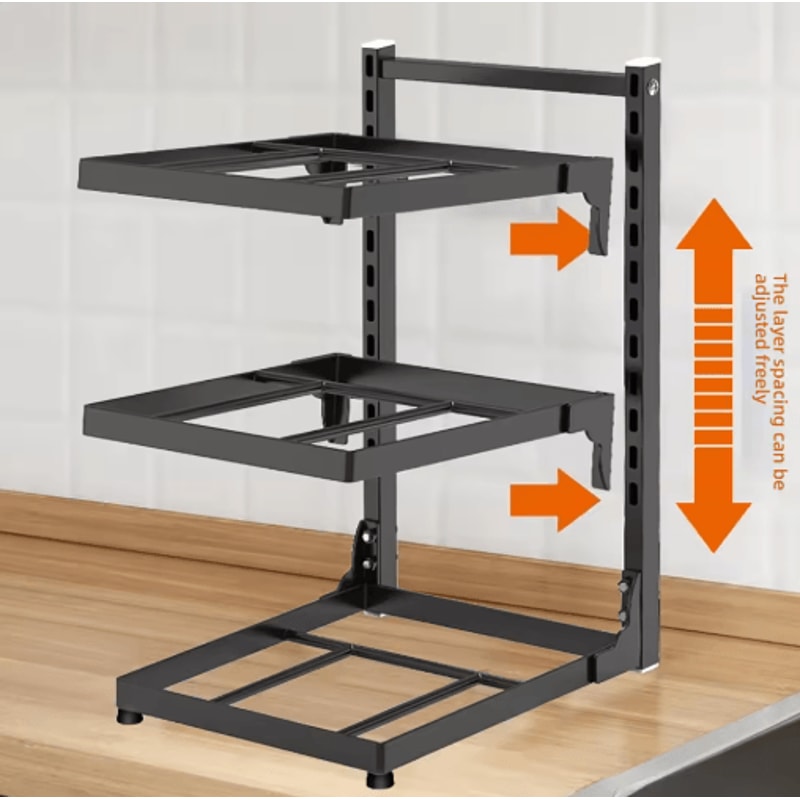 Adjustable MultiTier Kitchen Shelf SpaceSaving Pot Rack Organizer 8
