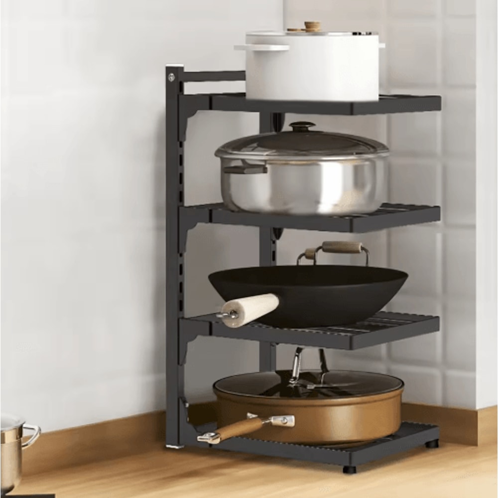Adjustable MultiTier Kitchen Shelf SpaceSaving Pot Rack Organizer 0