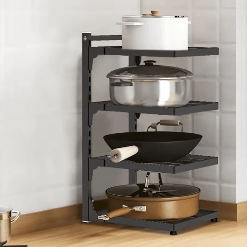 Adjustable MultiTier Kitchen Shelf SpaceSaving Pot Rack Organizer 0