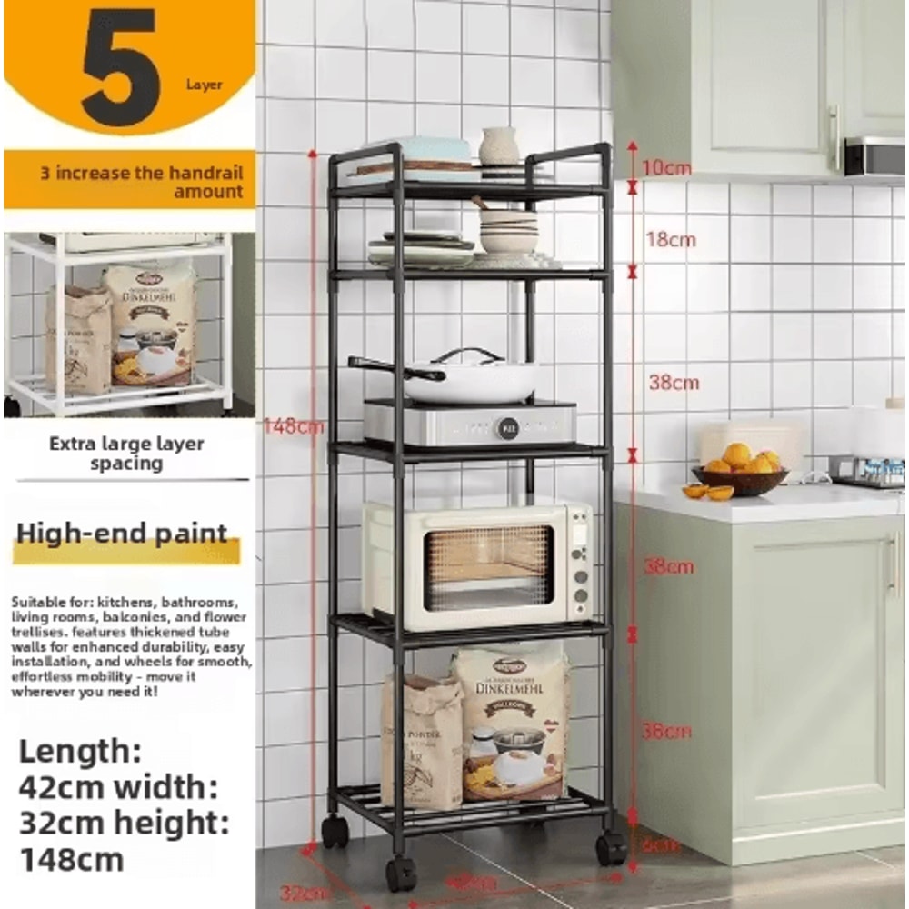 MultiLayer Kitchen Storage Rack Removable Floor Wall Organizer Shelf 7