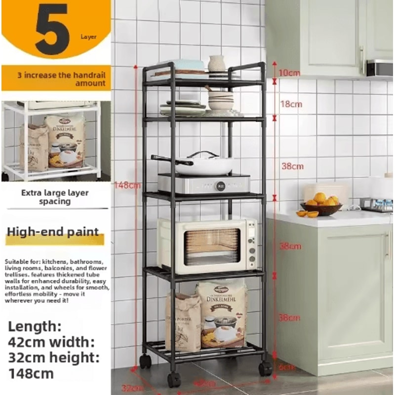 MultiLayer Kitchen Storage Rack Removable Floor Wall Organizer Shelf 7