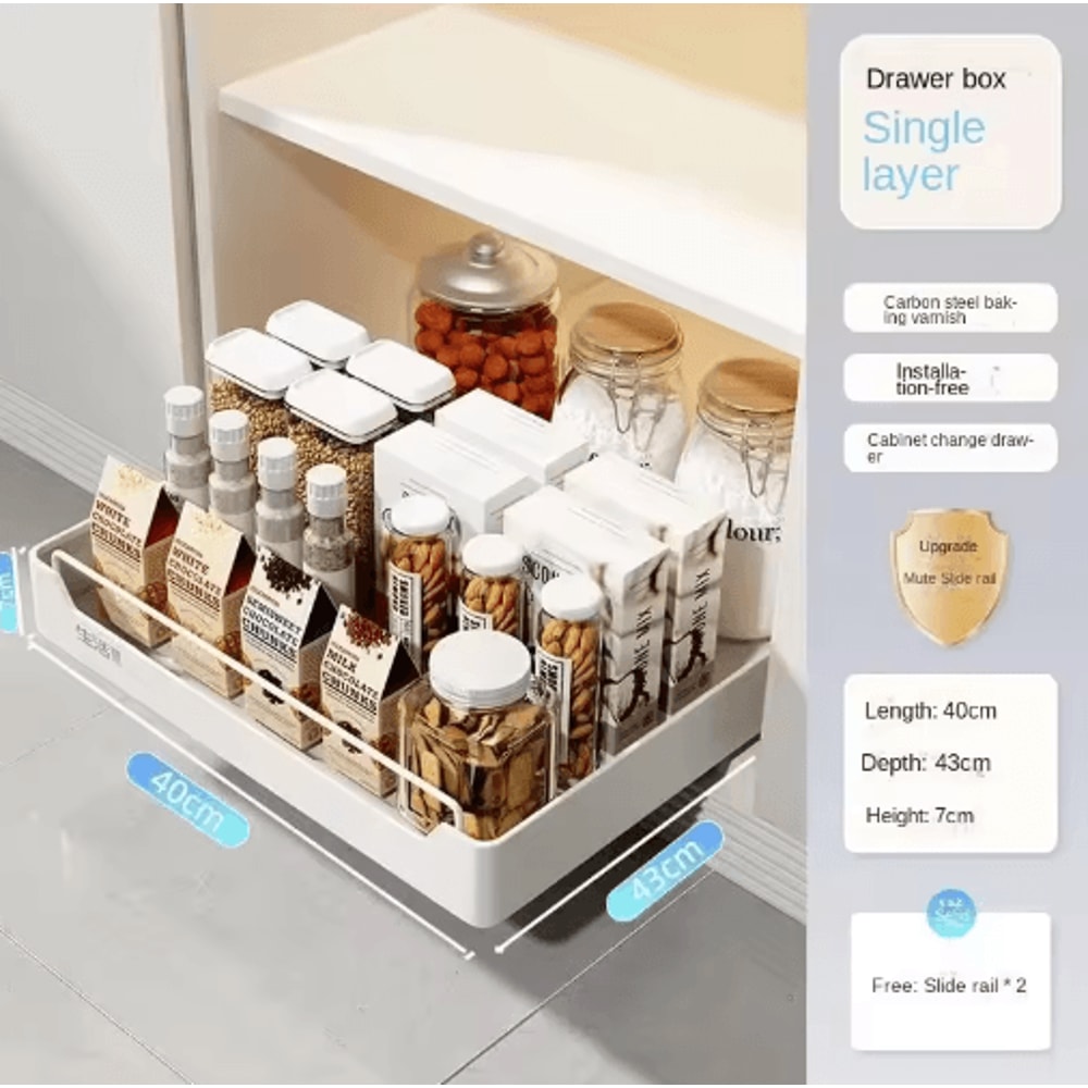 PullOut Kitchen Organizer Rack Sliding Drawer Spice Cabinet Storage Tray 12