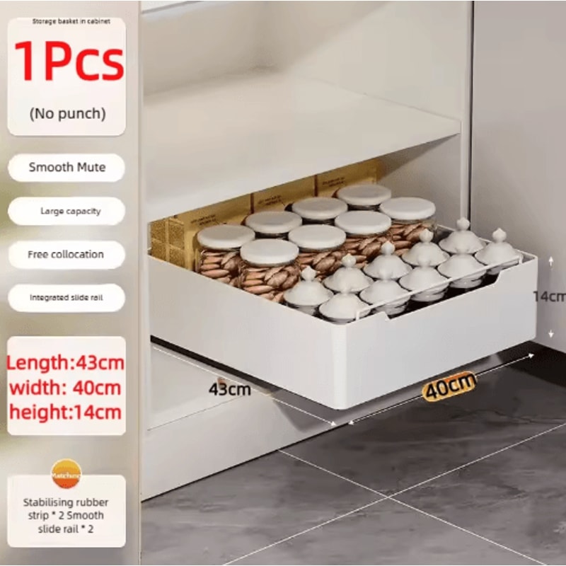PullOut Kitchen Organizer Rack Sliding Drawer Spice Cabinet Storage Tray 2