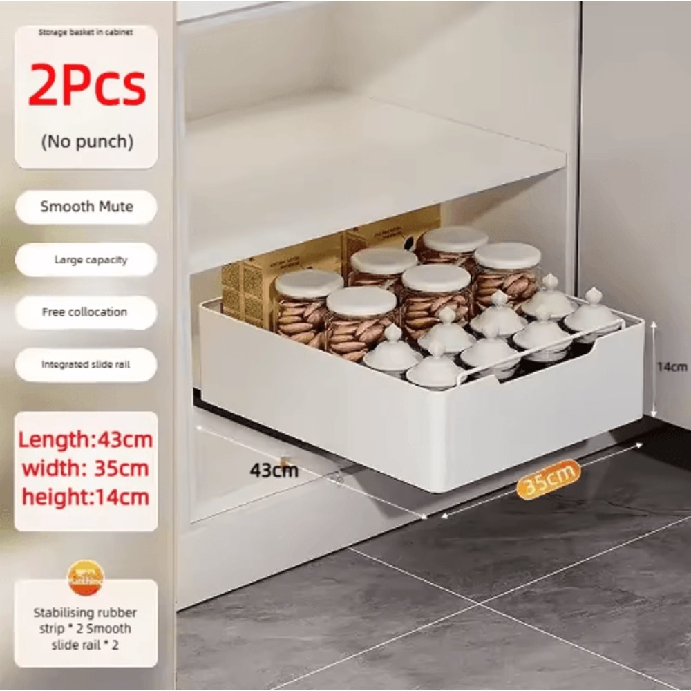 PullOut Kitchen Organizer Rack Sliding Drawer Spice Cabinet Storage Tray 3
