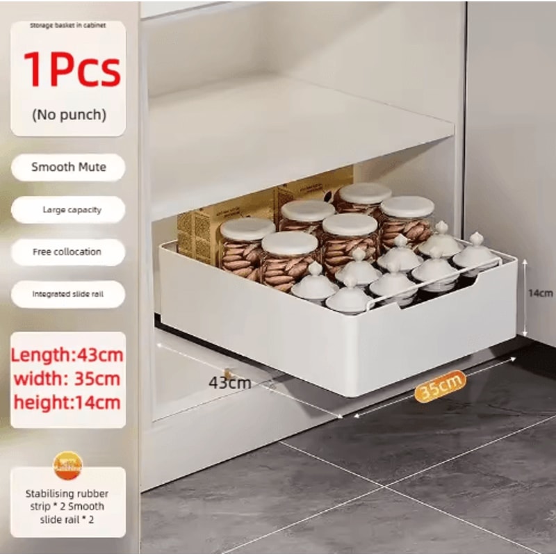 PullOut Kitchen Organizer Rack Sliding Drawer Spice Cabinet Storage Tray 4