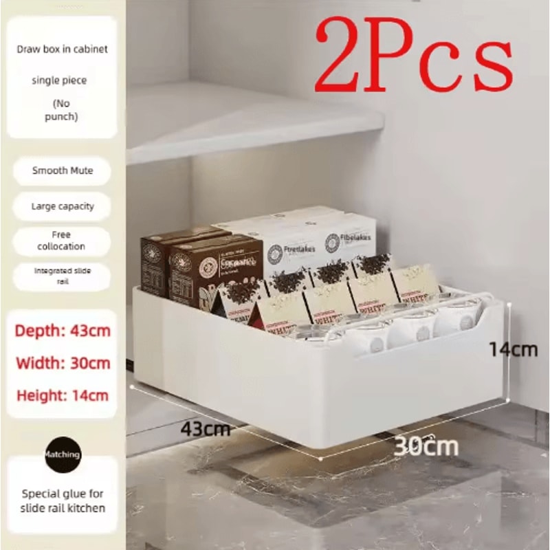 PullOut Kitchen Organizer Rack Sliding Drawer Spice Cabinet Storage Tray 5