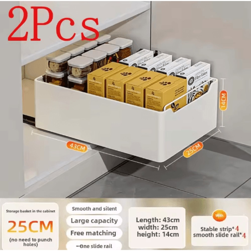 PullOut Kitchen Organizer Rack Sliding Drawer Spice Cabinet Storage Tray 6