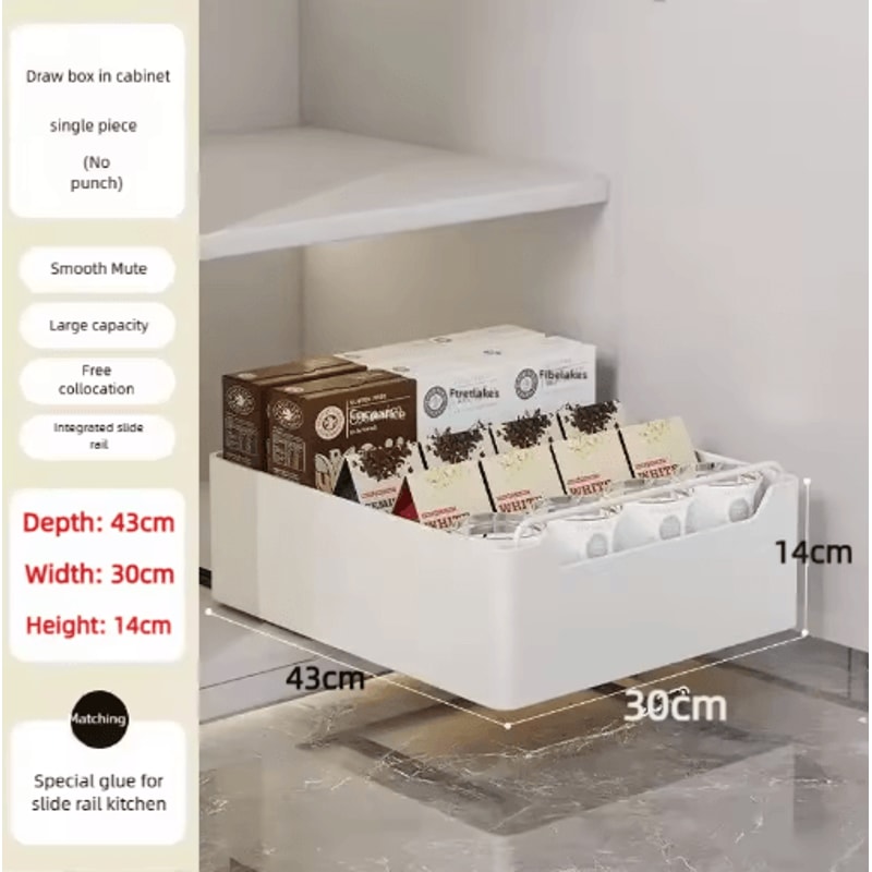 PullOut Kitchen Organizer Rack Sliding Drawer Spice Cabinet Storage Tray 8