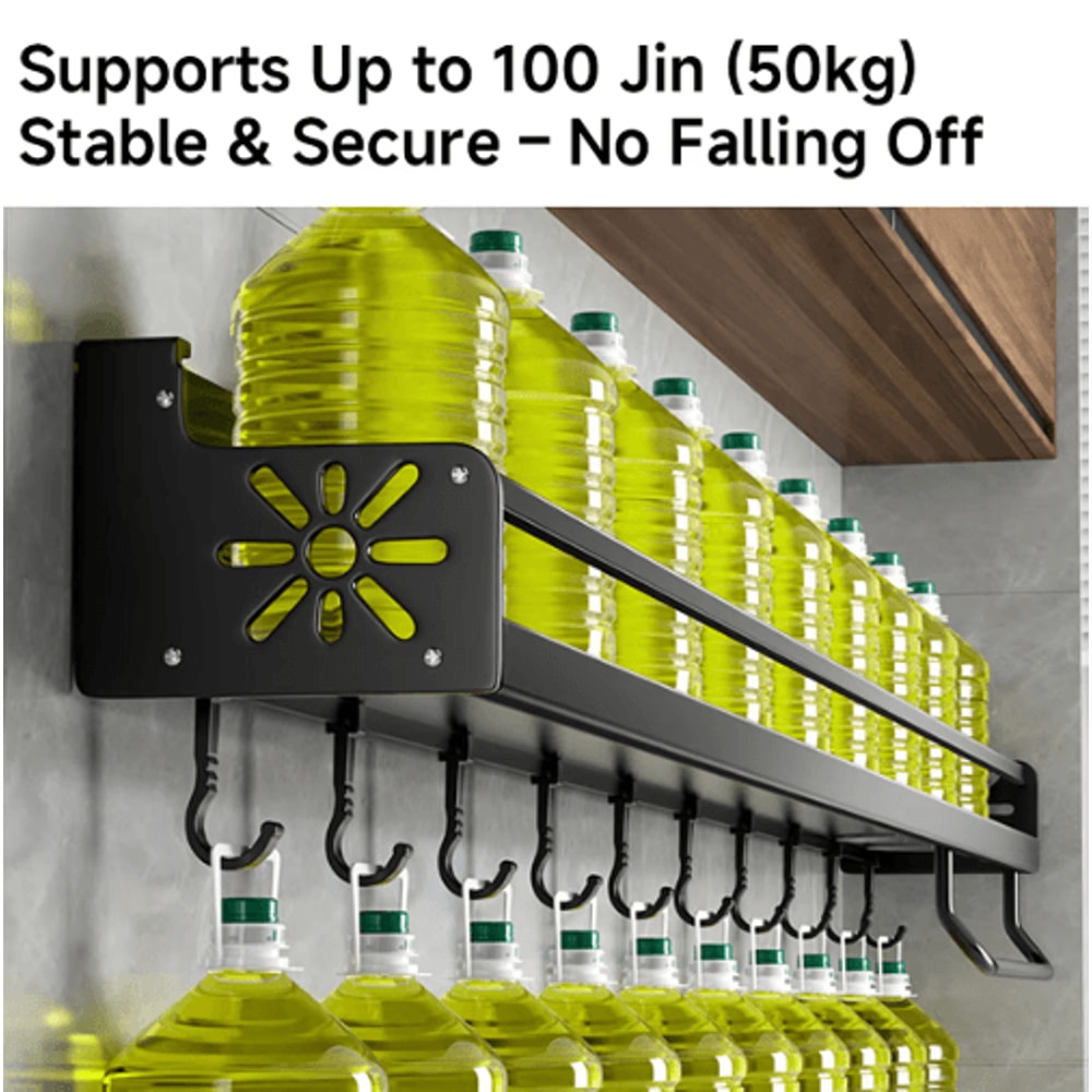 NoDrill Metal Kitchen Shelf Large Capacity WallMounted Utensil Rack 11