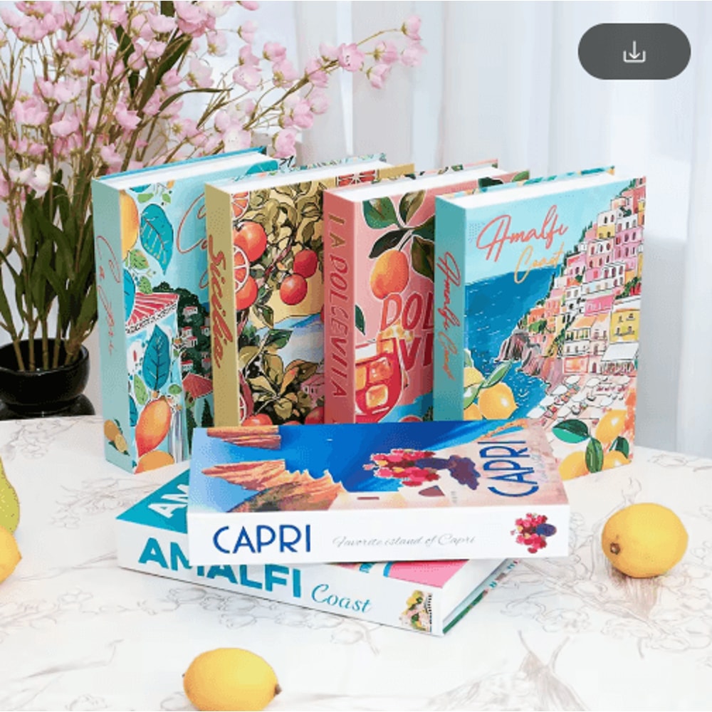 Amalfi Travel Decorative Book Box Stylish Coffee Table Storage Decor 0