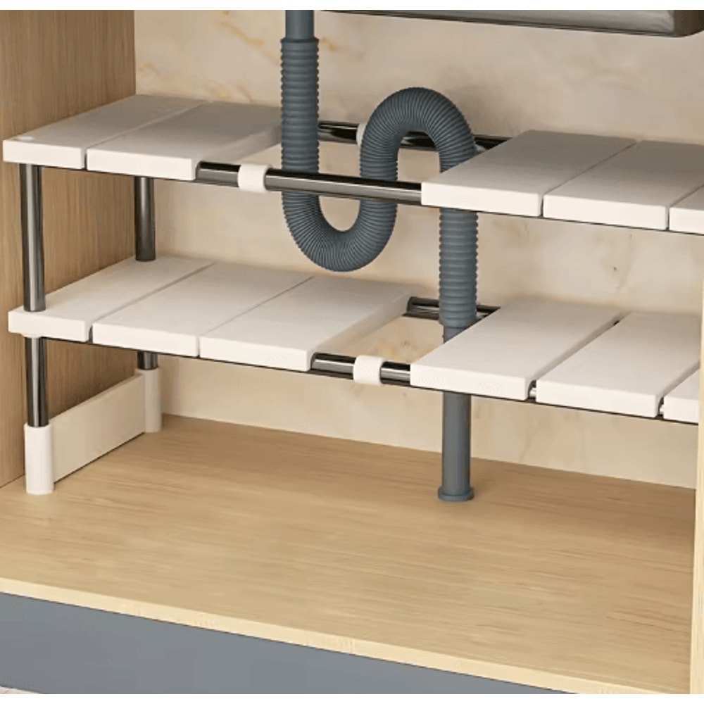 Adjustable Under Sink Storage Rack Expandable MultiLayer Kitchen Organizer 0