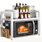 Expandable Microwave Shelf Rack Adjustable Kitchen Organizer With 6 Hooks 1