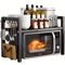 Expandable Microwave Shelf Rack Adjustable Kitchen Organizer With 6 Hooks 2