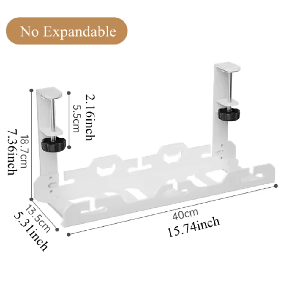 Telescopic Under Desk Cable Organizer Tray NoDrill Metal Wire Management Rack 2