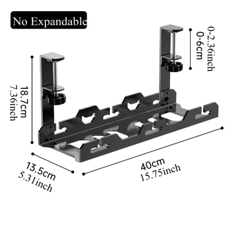 Telescopic Under Desk Cable Organizer Tray NoDrill Metal Wire Management Rack 4