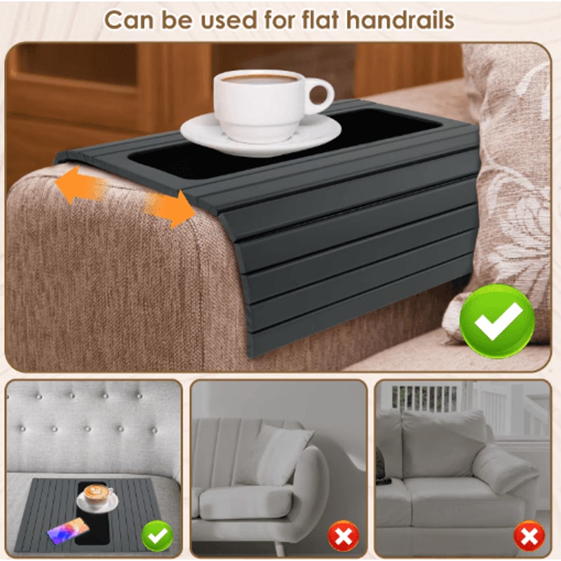 Folding Sofa Arm Tray Table Sturdy Couch Armrest Organizer 0