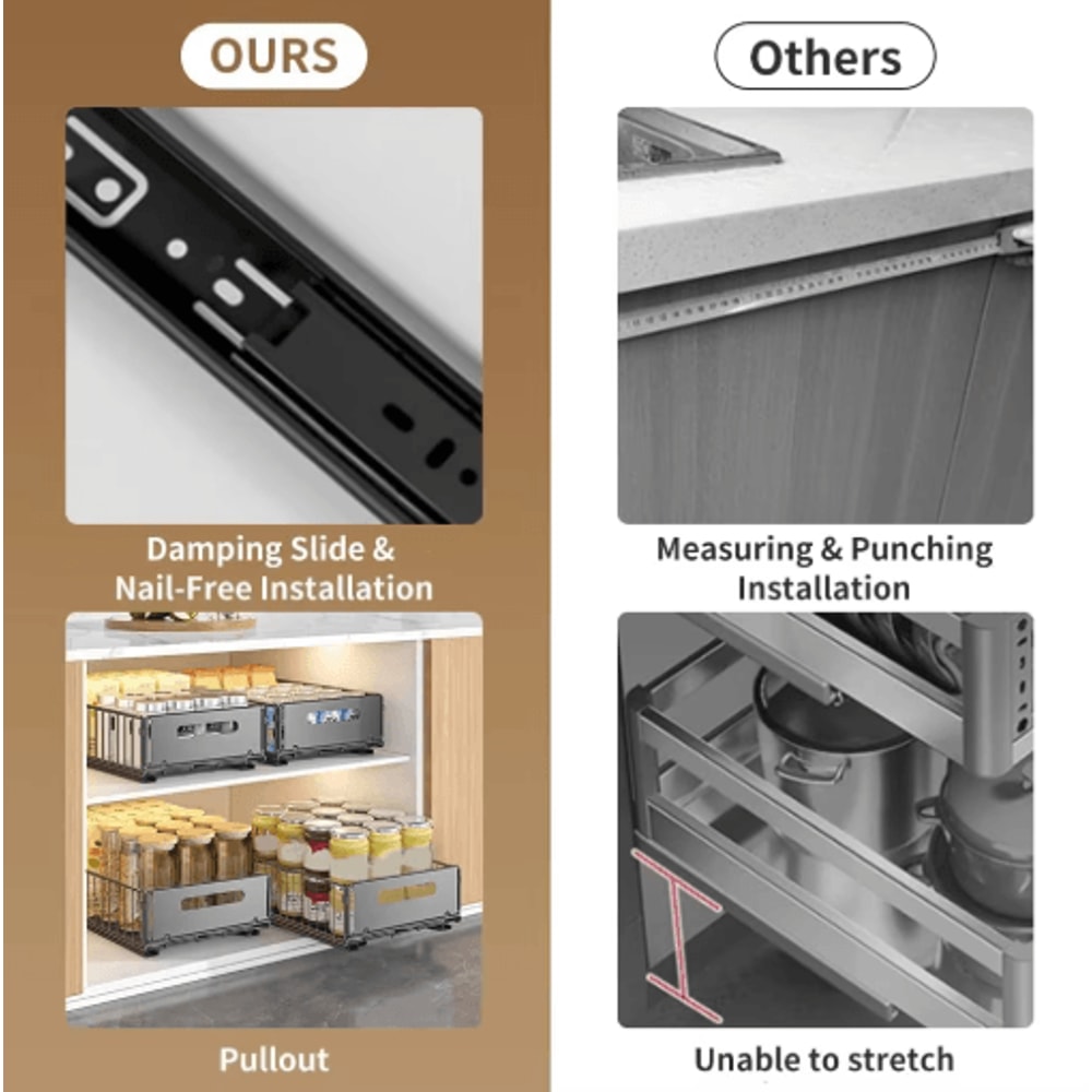 URluna PullOut Spice Rack Drawer Sliding Cabinet Kitchen Organizer 6