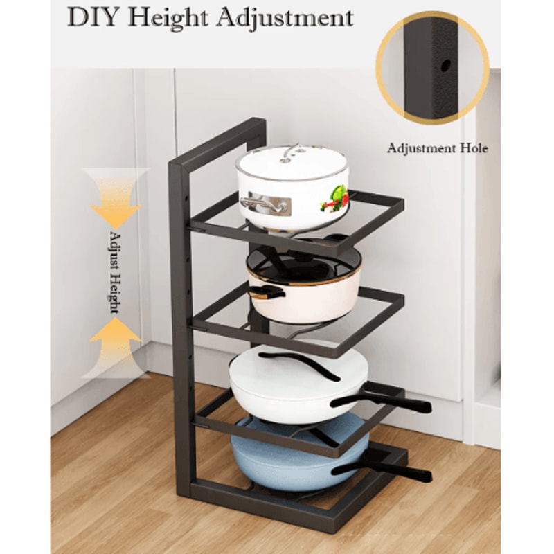 Adjustable Stainless Steel Pot Rack Organizer MultiLayer Cookware Storage 10