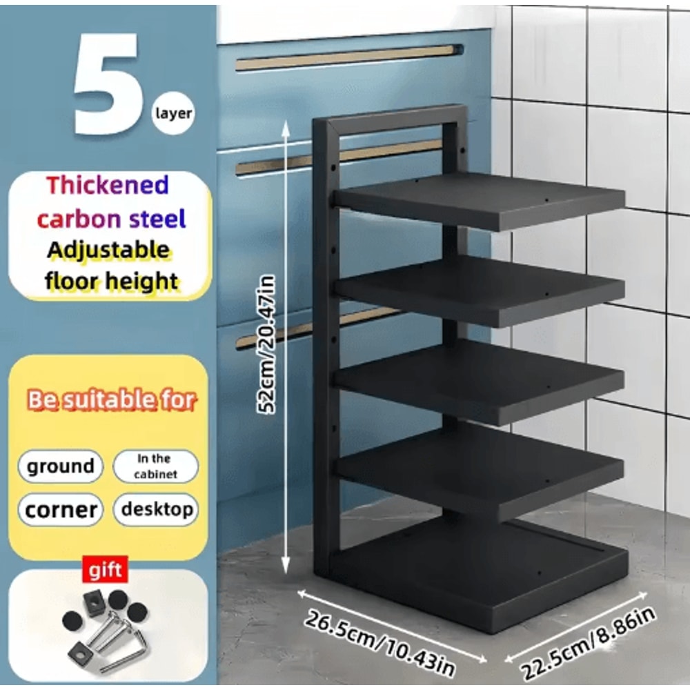 Adjustable Stainless Steel Pot Rack Organizer MultiLayer Cookware Storage 5