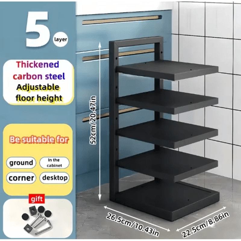 Adjustable Stainless Steel Pot Rack Organizer MultiLayer Cookware Storage 5