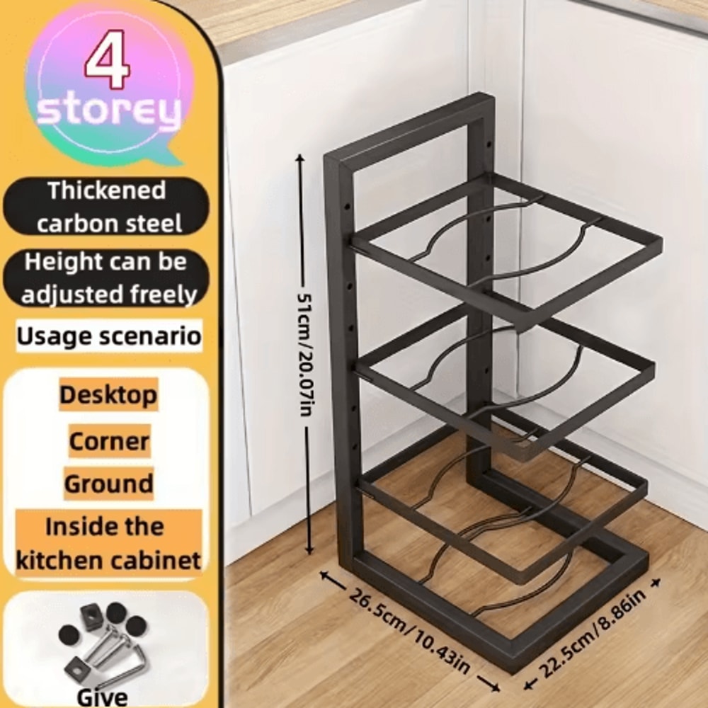 Adjustable Stainless Steel Pot Rack Organizer MultiLayer Cookware Storage 6