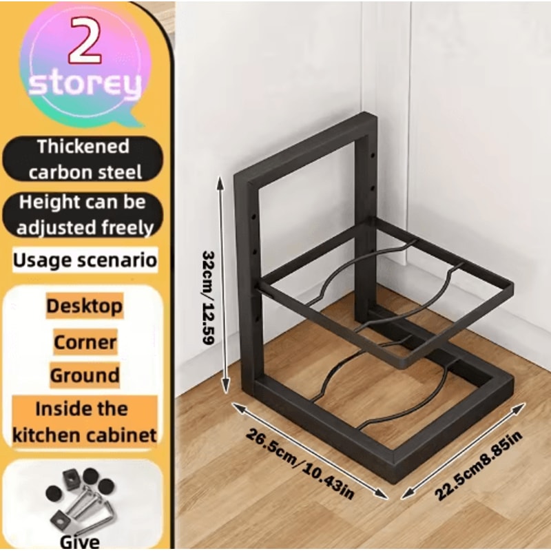 Adjustable Stainless Steel Pot Rack Organizer MultiLayer Cookware Storage 7