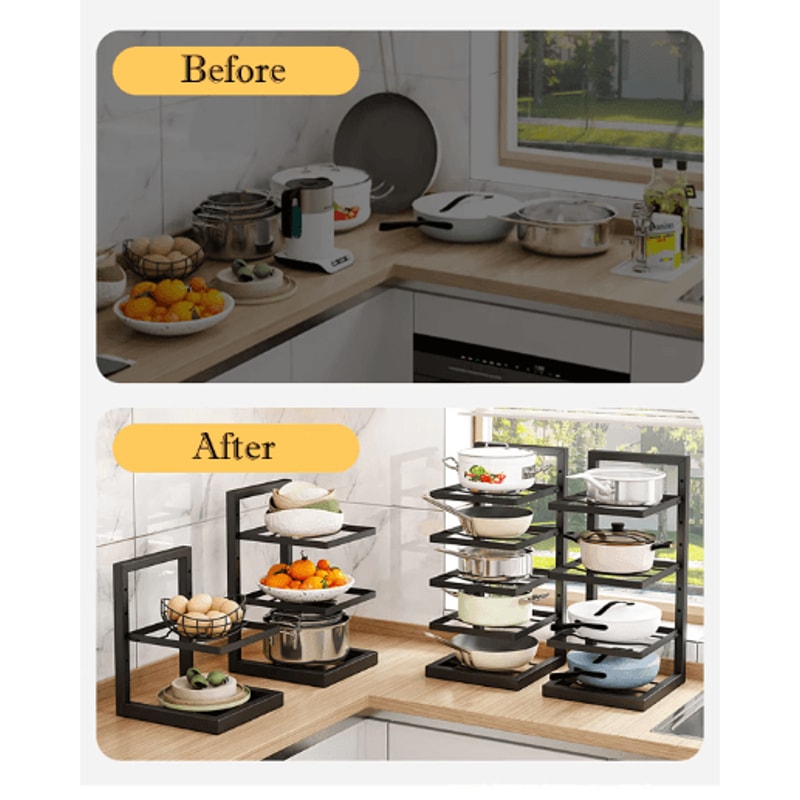 Adjustable Stainless Steel Pot Rack Organizer MultiLayer Cookware Storage 11