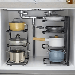 adjustable stainless steel pot rack organizer – multi-layer cookware storage