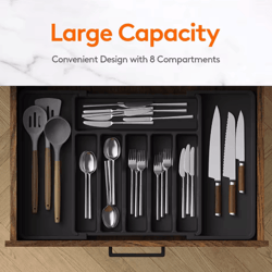 lmetjma expandable cutlery organizer tray – adjustable silverware drawer storage