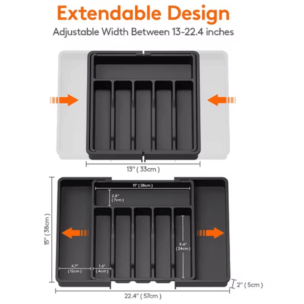 LMETJMA Expandable Cutlery Organizer Tray Adjustable Silverware Drawer Storage 7