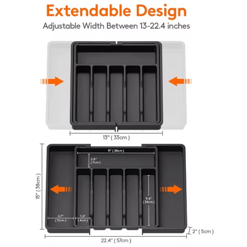 LMETJMA Expandable Cutlery Organizer Tray Adjustable Silverware Drawer Storage 7