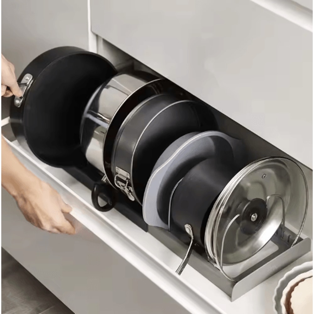 Expandable Stainless Steel Kitchen Rack MultiUse Pot Lid Dish Organizer 1