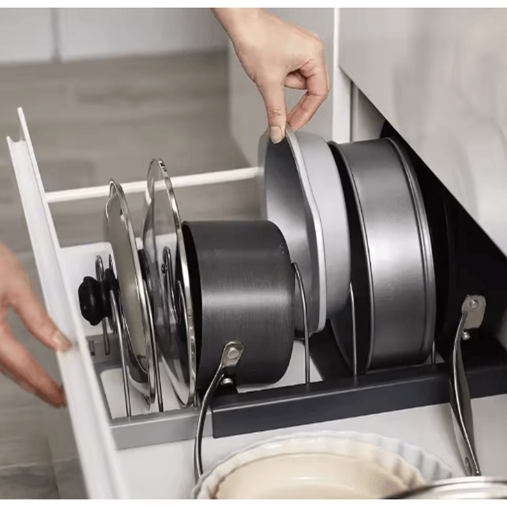 Expandable Stainless Steel Kitchen Rack MultiUse Pot Lid Dish Organizer 2