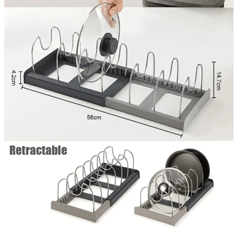 Expandable Stainless Steel Kitchen Rack MultiUse Pot Lid Dish Organizer 3