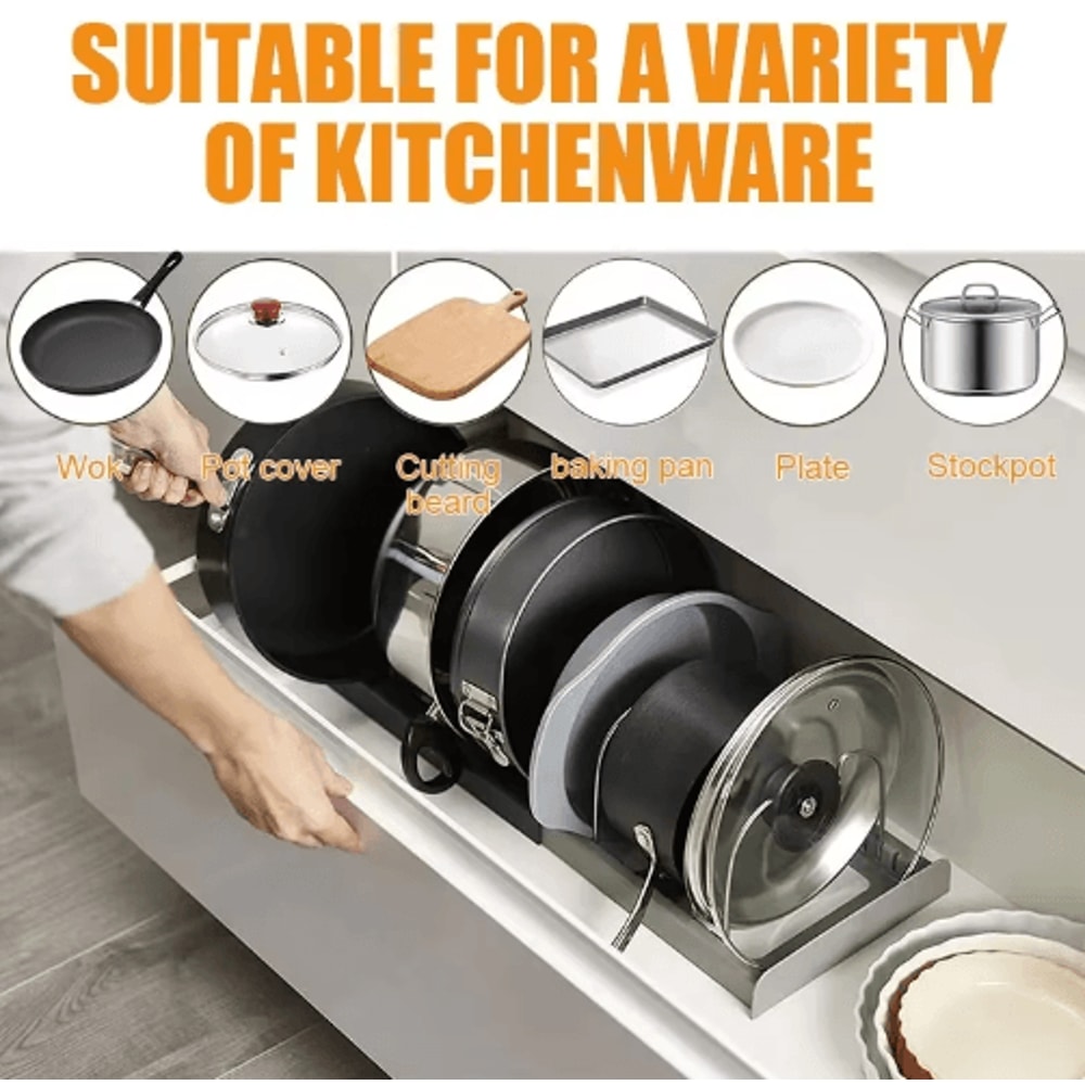 Expandable Stainless Steel Kitchen Rack MultiUse Pot Lid Dish Organizer 4