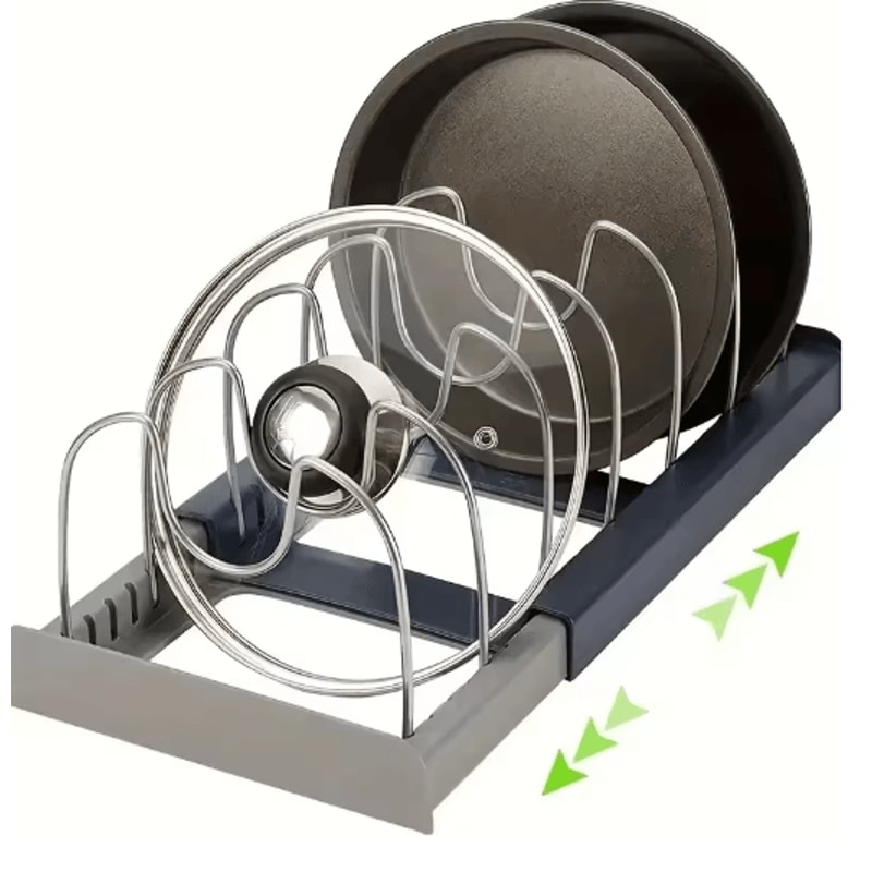 Expandable Stainless Steel Kitchen Rack MultiUse Pot Lid Dish Organizer 0