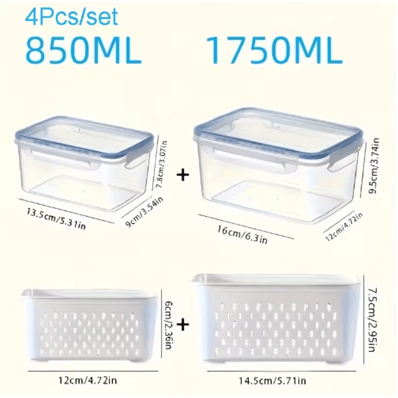 Fridge Storage Containers With Strainer Fresh Produce Saver Organizer Set 1