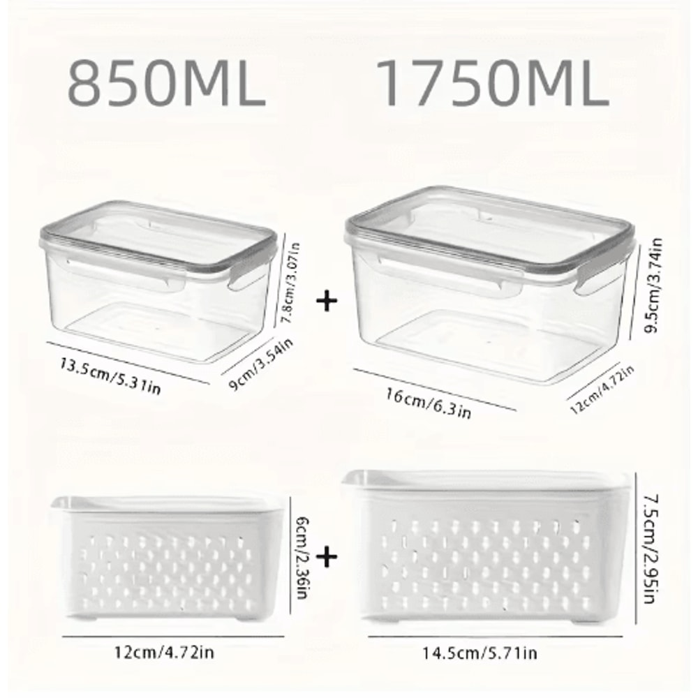 Fridge Storage Containers With Strainer Fresh Produce Saver Organizer Set 3