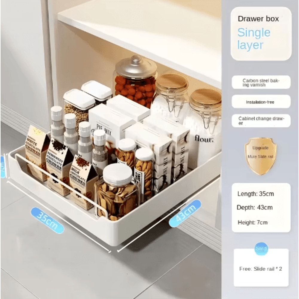 Metal PullOut Spice Rack Drawer Sliding Kitchen Cabinet Organizer 1